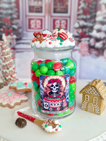 Christmas Skeleton Tarot Card Candy Jar