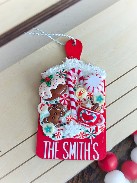 Christmas Charcuterie Board Ornament with Name Personalization