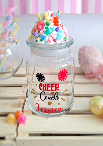 Cheer Coach Candy Jar with Frosting Lid