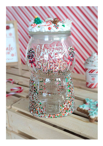 Christmas Sweets Vintage Gumball Machine Candy Jar