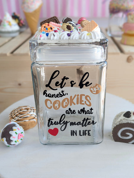 Cookies are what Truly Matter Glass Cookie Jar