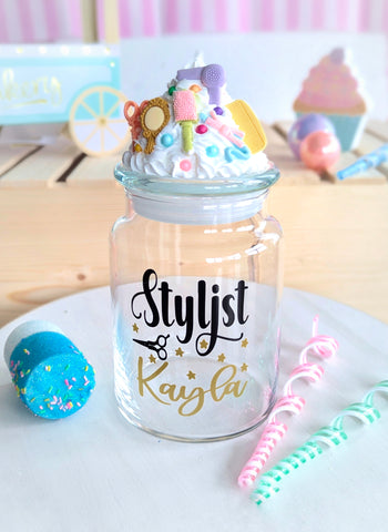 Custom Hair Stylist Candy Jar