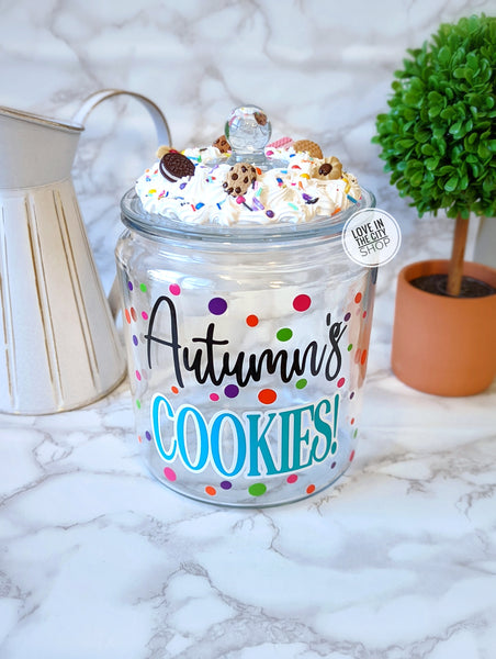 Personalized glass Cookie Jar with Fake Frosting