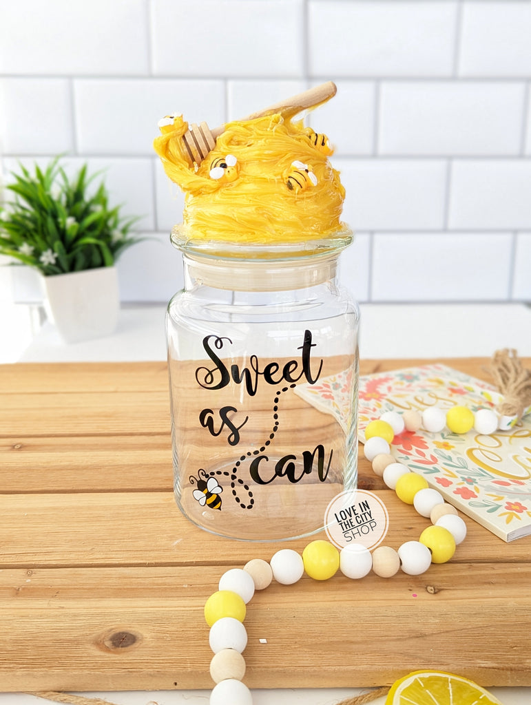 Sweet Honey Bee Candy Jar with Honeycomb Lid