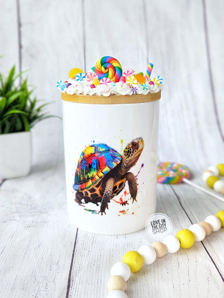 Watercolor Turtle Candy Jar 25oz