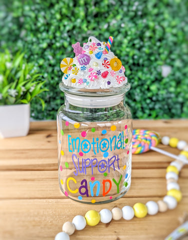 Emotional Support Candy Glass Candy Jar