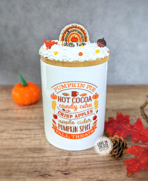 Fall Thanksgiving Ceramic Candy Jar 25oz