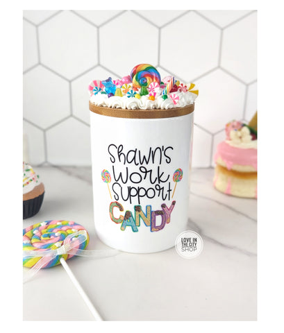 Personalized Work Support Ceramic Candy Jar