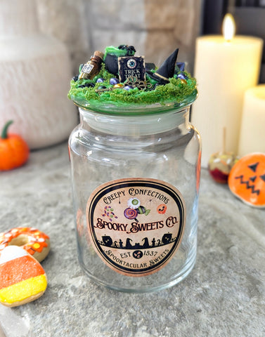 Wizard Witch Candy Jar for Halloween Treats - Vintage