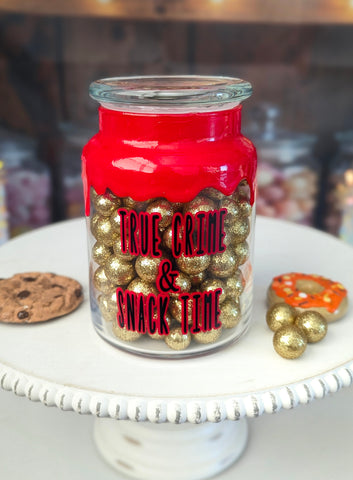 True Crime Candy Jar - Snack Jar with Fake Blood Drip
