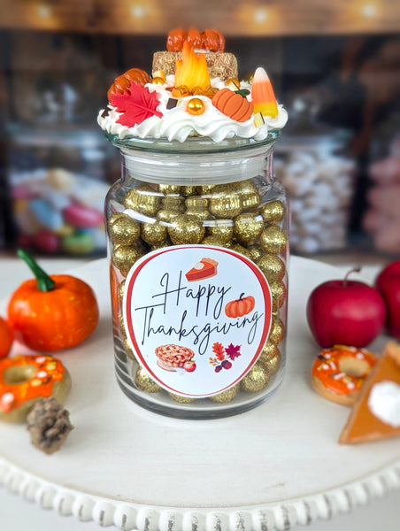 Happy Thanksgiving Candy Jar for Autumn Treats
