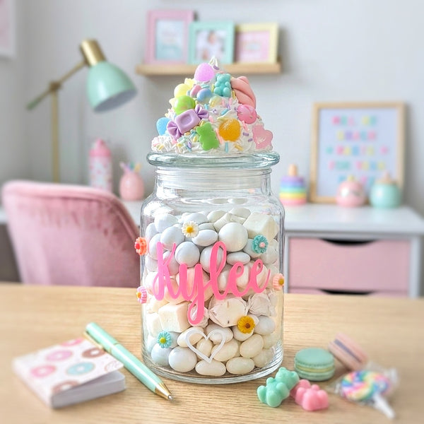 Personalized Pastel Accessory Organizer Jar