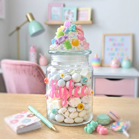 Personalized Pastel Accessory Organizer Jar