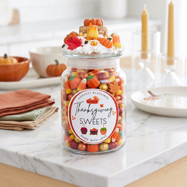 Thanksgiving Candy Jar for Fall Desserts
