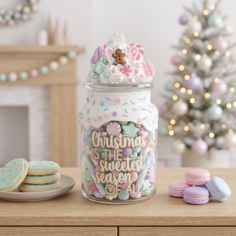 Pastel Christmas Candy Jar with Candy Canes