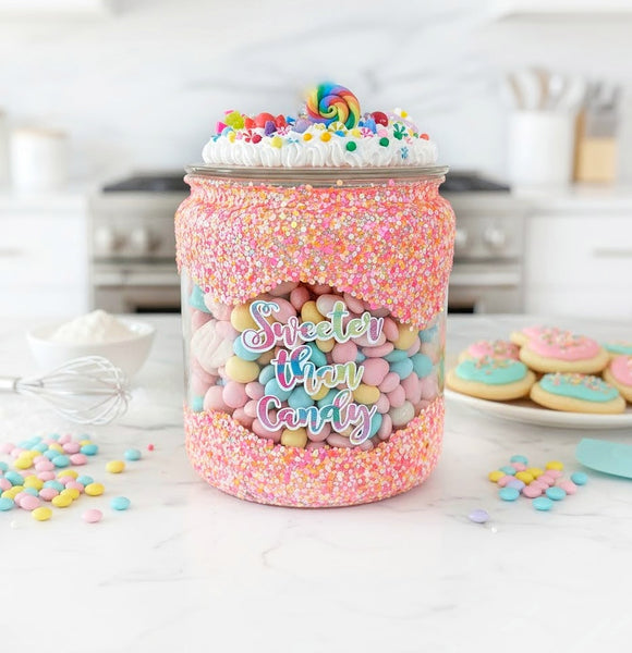 Sweeter Than Candy Treat Jar - Glitter Drip
