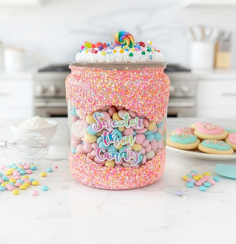 Sweeter Than Candy Treat Jar - Glitter Drip