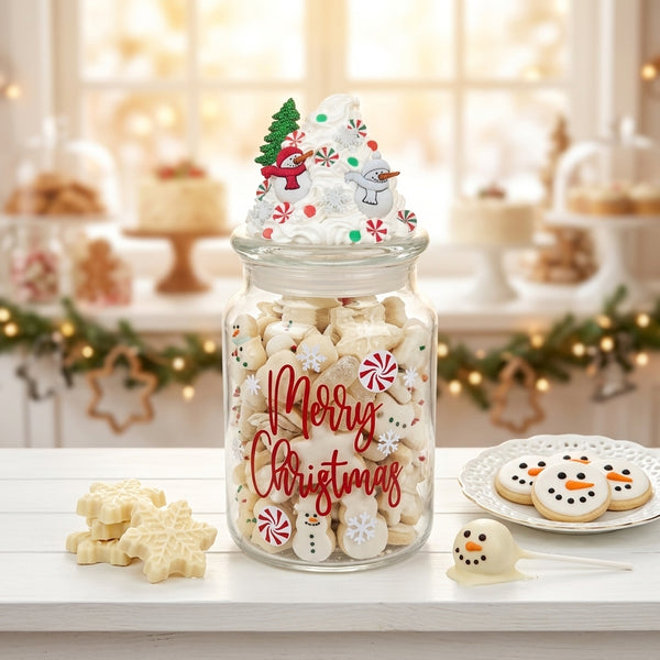 Merry Christmas Snowman Candy Jar