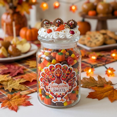 Festive Thanksgiving Sweets Fall Candy Jar