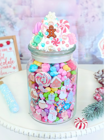 Pastel Christmas Candy Jar - Gingerbread Designs