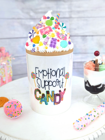 Emotional Support Candy Ceramic Candy Jar with Faux Frosting