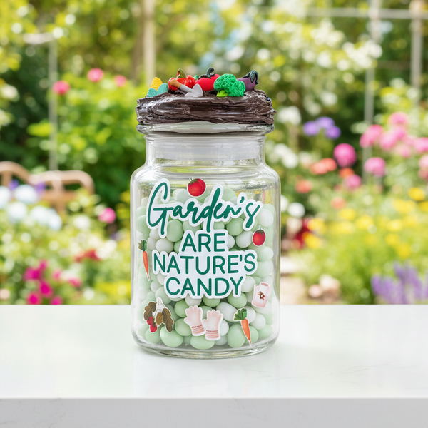 Gardener Nature Candy Jar with Fake Vegetables Lid