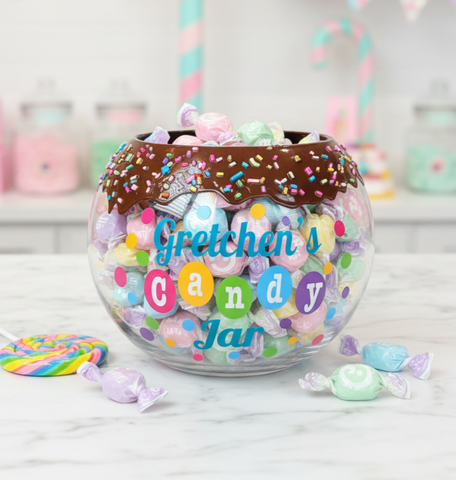 Personalized Name Candy Bowl with Chocolate Drip/Sprinkles