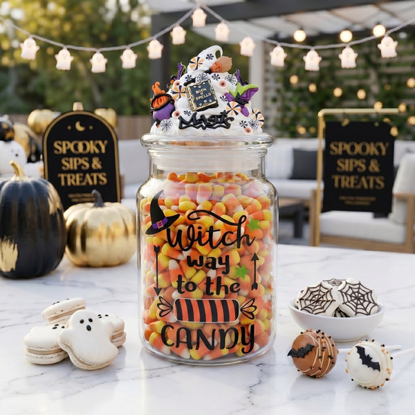 Witch Way to the Candy Halloween Candy Jar