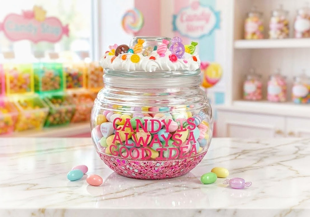 Candy is Always a Good Idea Glass Candy Jar