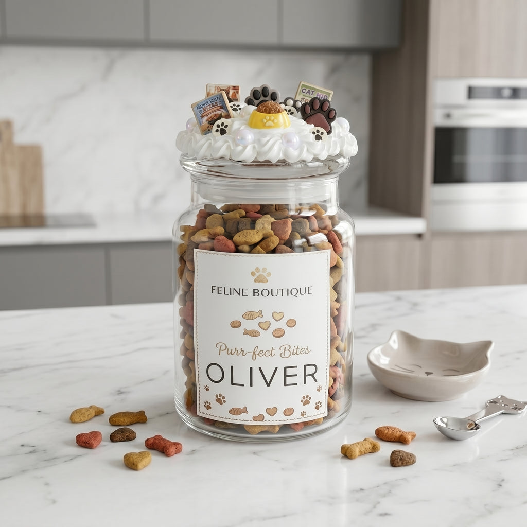 Personalized Cat Treat Jar - Glass Food Jar