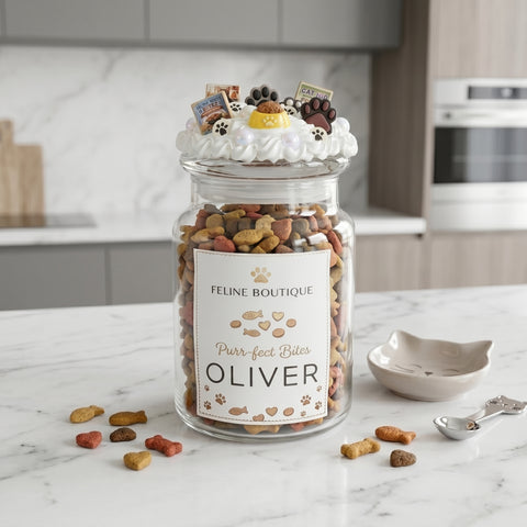 Personalized Cat Treat Jar - Glass Food Jar