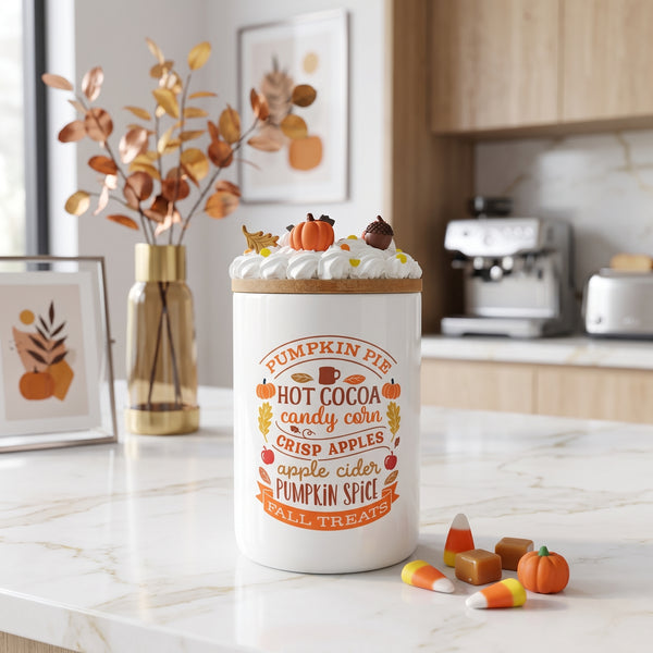 Fall Pumpkin Rain Boots Ceramic Candy Jar 25oz