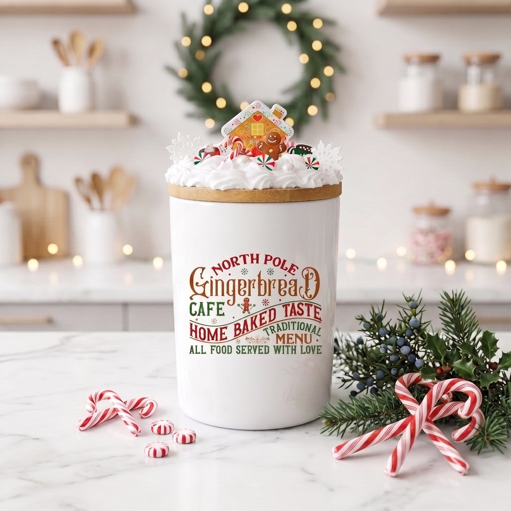 Christmas Gingerbread Ceramic Candy Jar 25oz