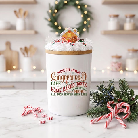 Christmas Gingerbread Ceramic Candy Jar 25oz