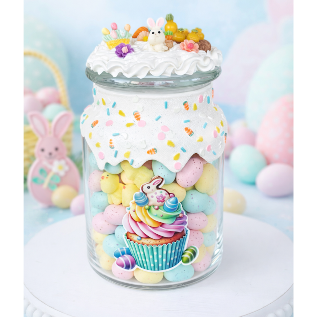 Easter Bunny Candy Jar with Sprinkles Drip