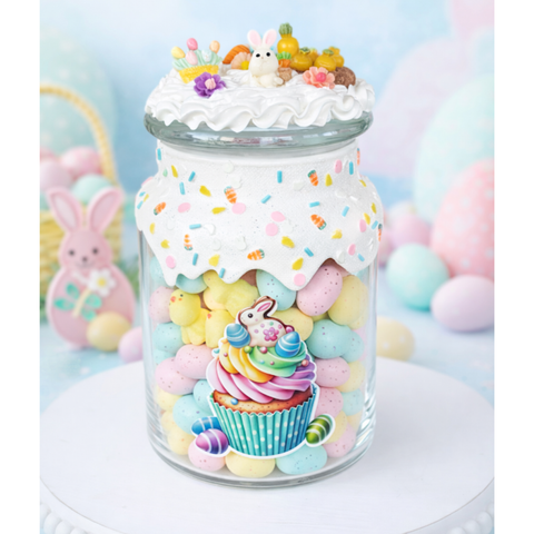 Easter Bunny Candy Jar with Sprinkles Drip