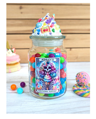 Emotional Support Skeleton Tarot Card Candy Jar