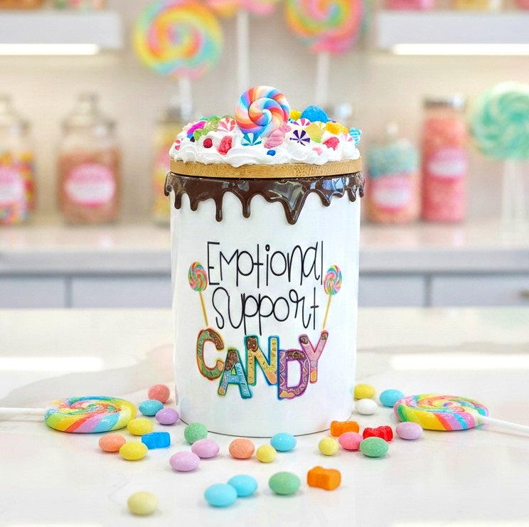 Emotional Support Candy Ceramic Candy Jar