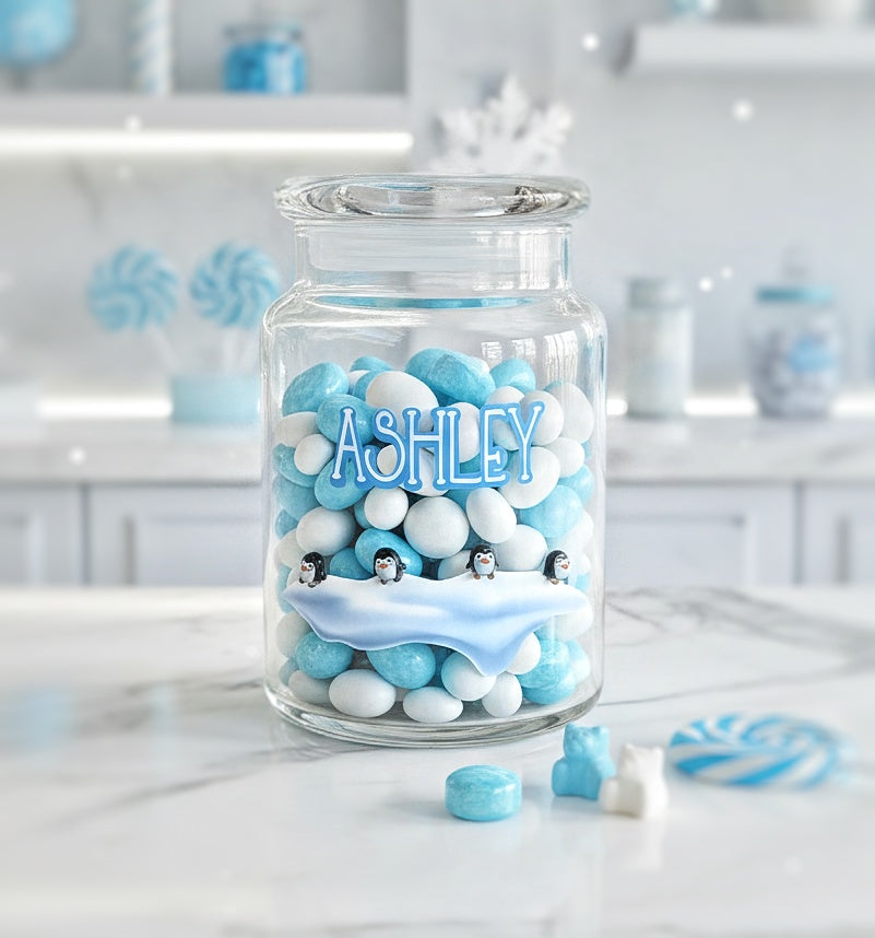 Personalized Penguin Candy Jar