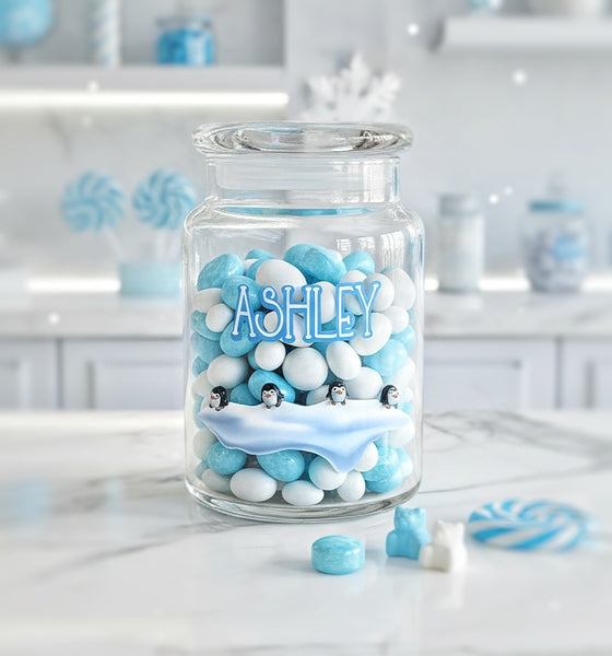 Personalized Penguin Candy Jar