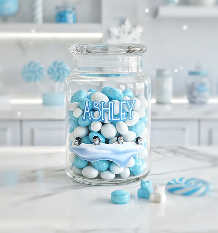 Personalized Penguin Candy Jar