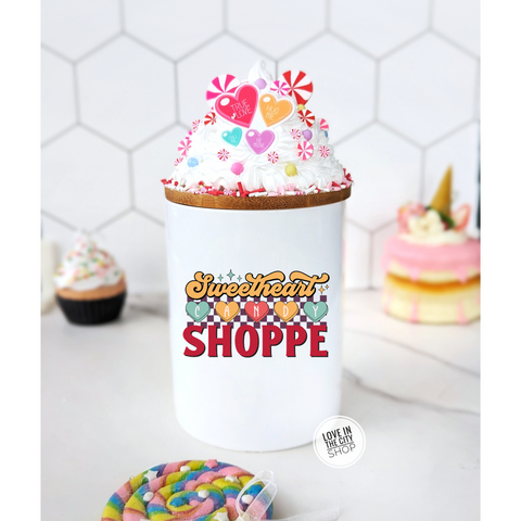 Candy Shop Valentine Ceramic Candy Jar