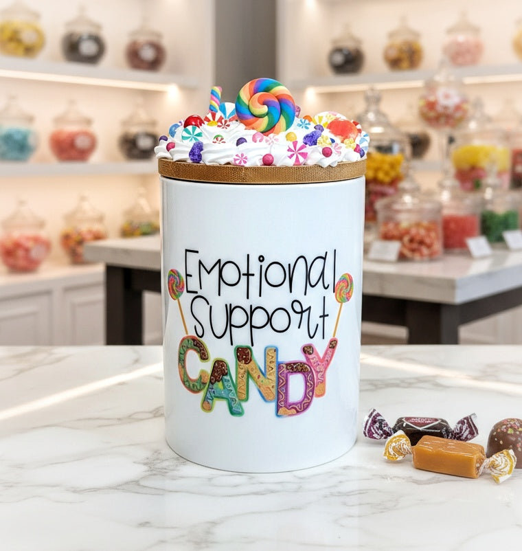 Emotional Support Candy Ceramic Candy Jar
