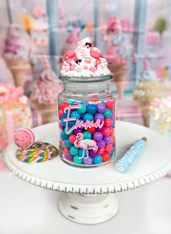 Personalized Flamingo Candy Jar