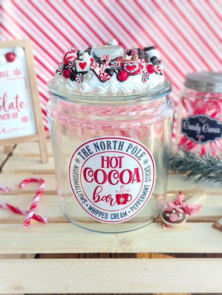 Christmas Hot Cocoa in a Jar - Glass Cookie Jar