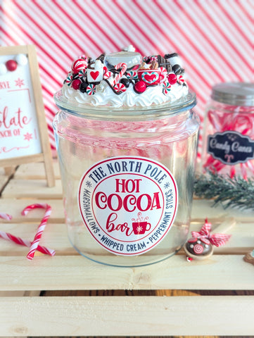 Christmas Hot Cocoa in a Jar - Glass Cookie Jar