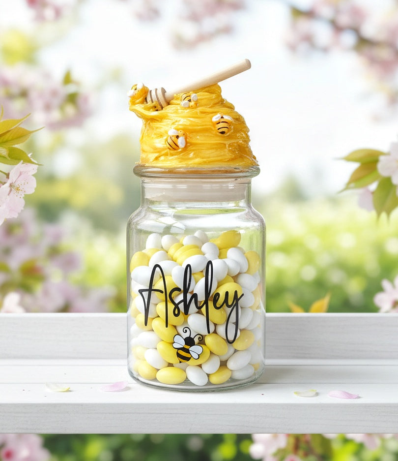 Bumble Bee Candy Jar with Honeycomb Lid