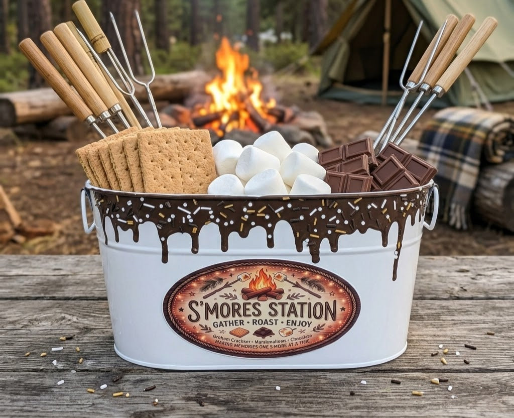Metal S'mores caddy for a camping smores