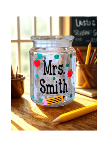 Custom Glass Teacher Candy Jar