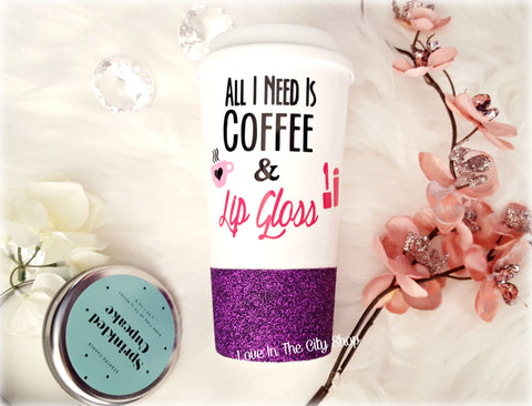 Coffee and Lip Gloss Travel Mug - love-in-the-city-shop